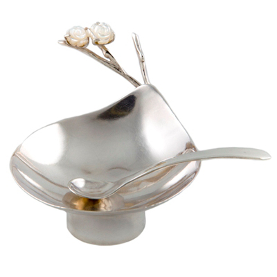 Claire HartClaire Hart mother of pearl rose bowl with spoon