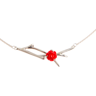 Claire Hart coral rose necklace