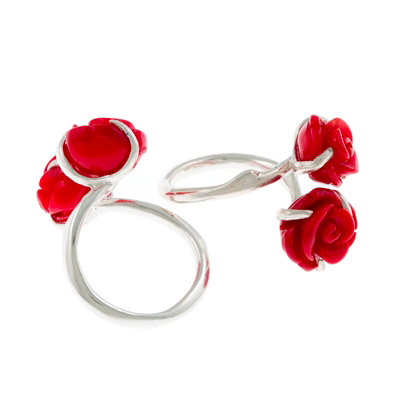 Claire Hart coral rose rings