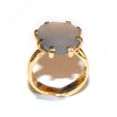 Heidi Agbowu, gold ring with glass