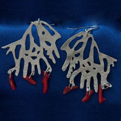 Ilona Guest, silver and coral earrings
