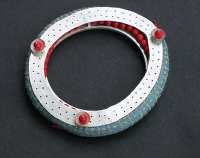 Yuki Sasakura, jewellery,  bracelet with silver and fabric and beads