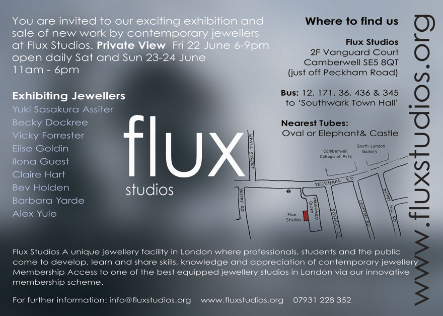 flux jewellery exhibition, private view 22 june 6-9pm